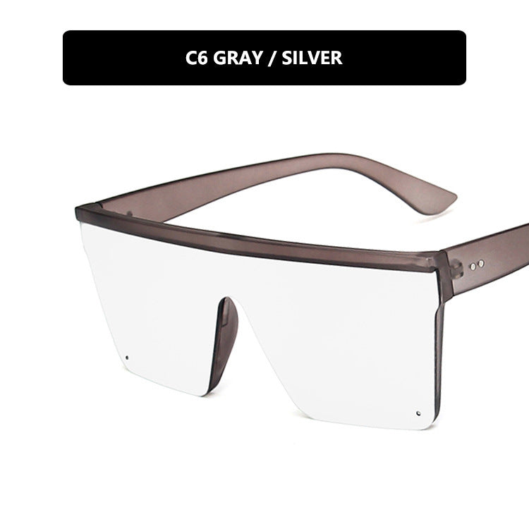 Sunglasses with gray and silver frame on a white background