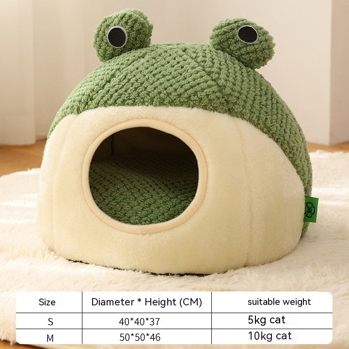 Frog Warm Plush Pet Bed