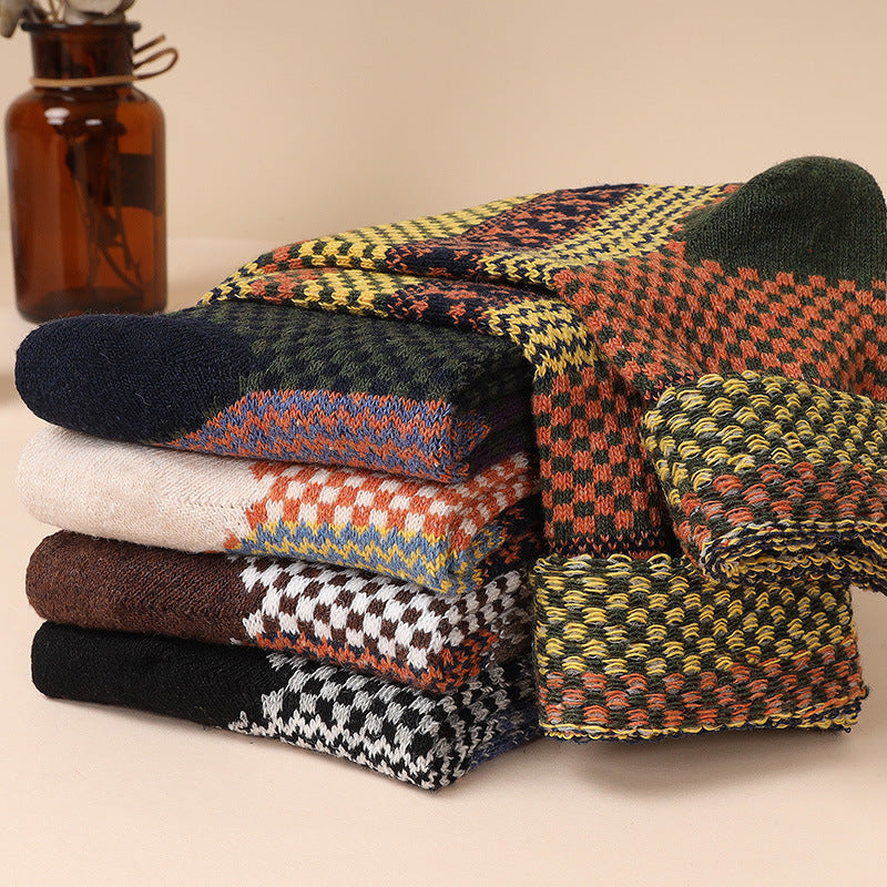 Retro Thick Line Men's Socks Warm (5 or 10 Pairs)