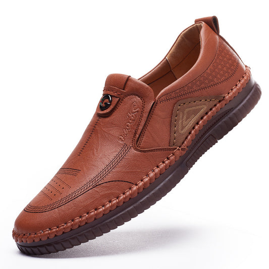 Brown leather shoe on a white background