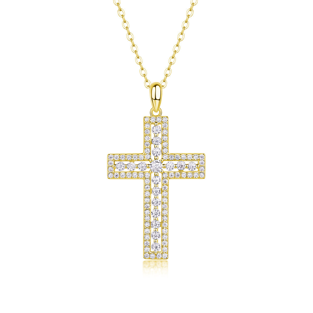 Sterling Silver And Platinum-plated Diamond Cross Fashionable Jewelry