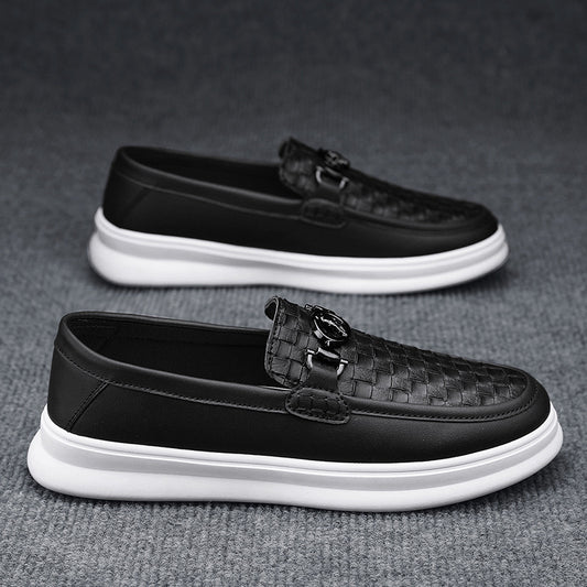 Men's British Style Low-top Slip-on Leather Shoes
