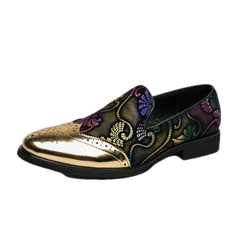 Decorative shoe with floral patterns on a white background