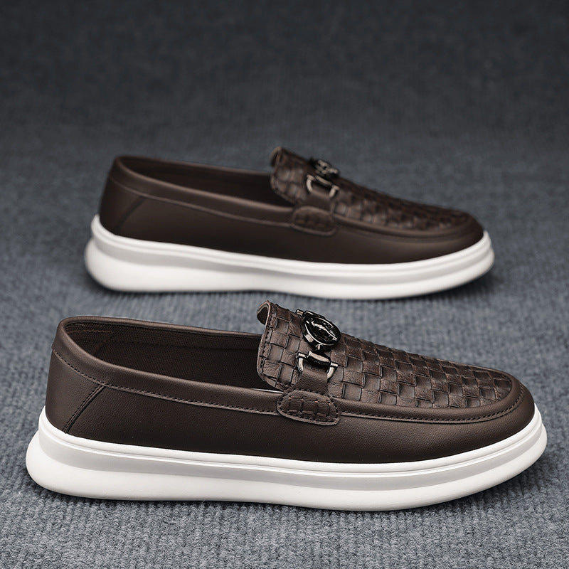 Men's British Style Low-top Slip-on Leather Shoes