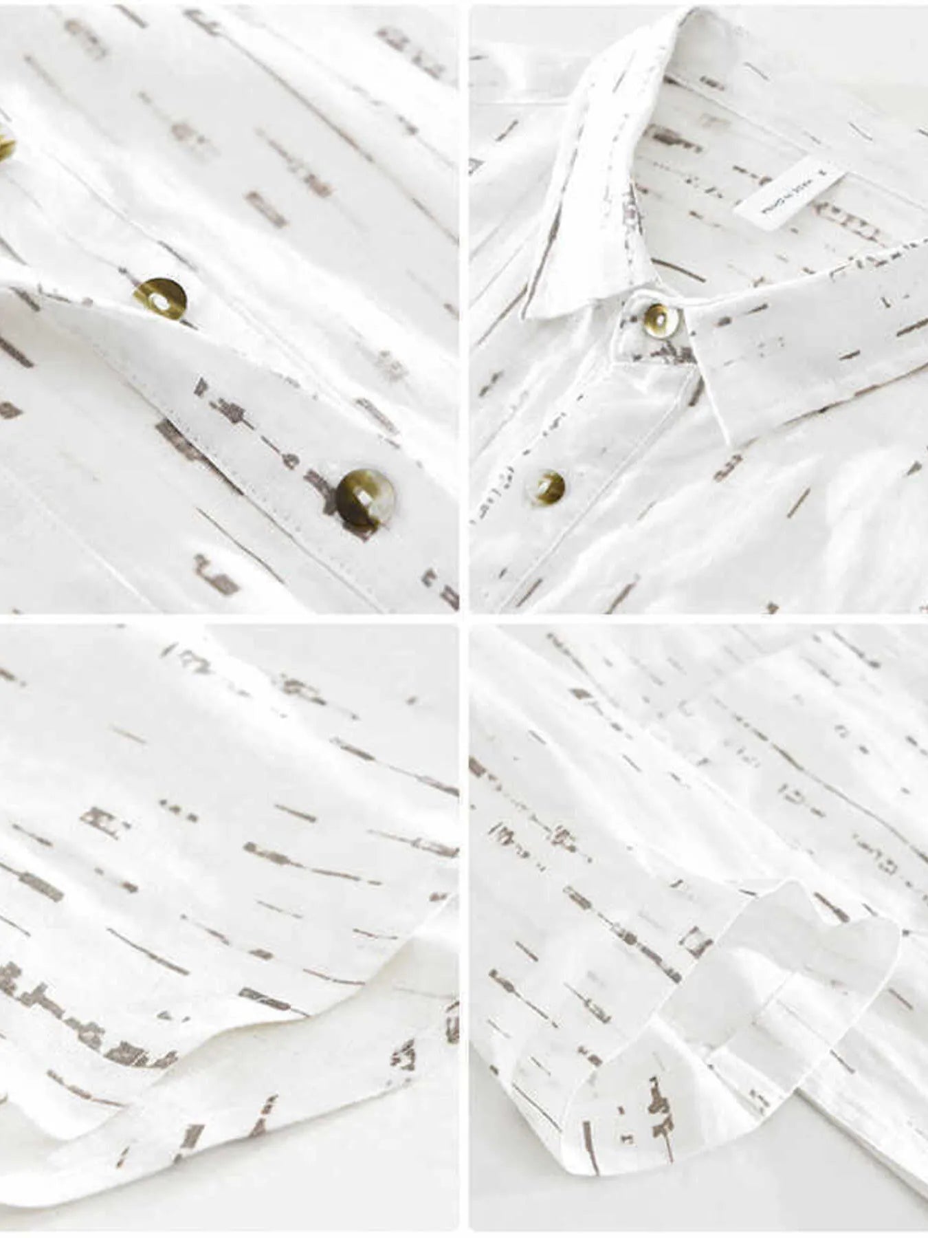 White shirt with gold buttons on a white background