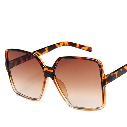 Tortoiseshell sunglasses with brown gradient lenses on a white background