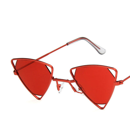 Red cat-eye sunglasses on a white background