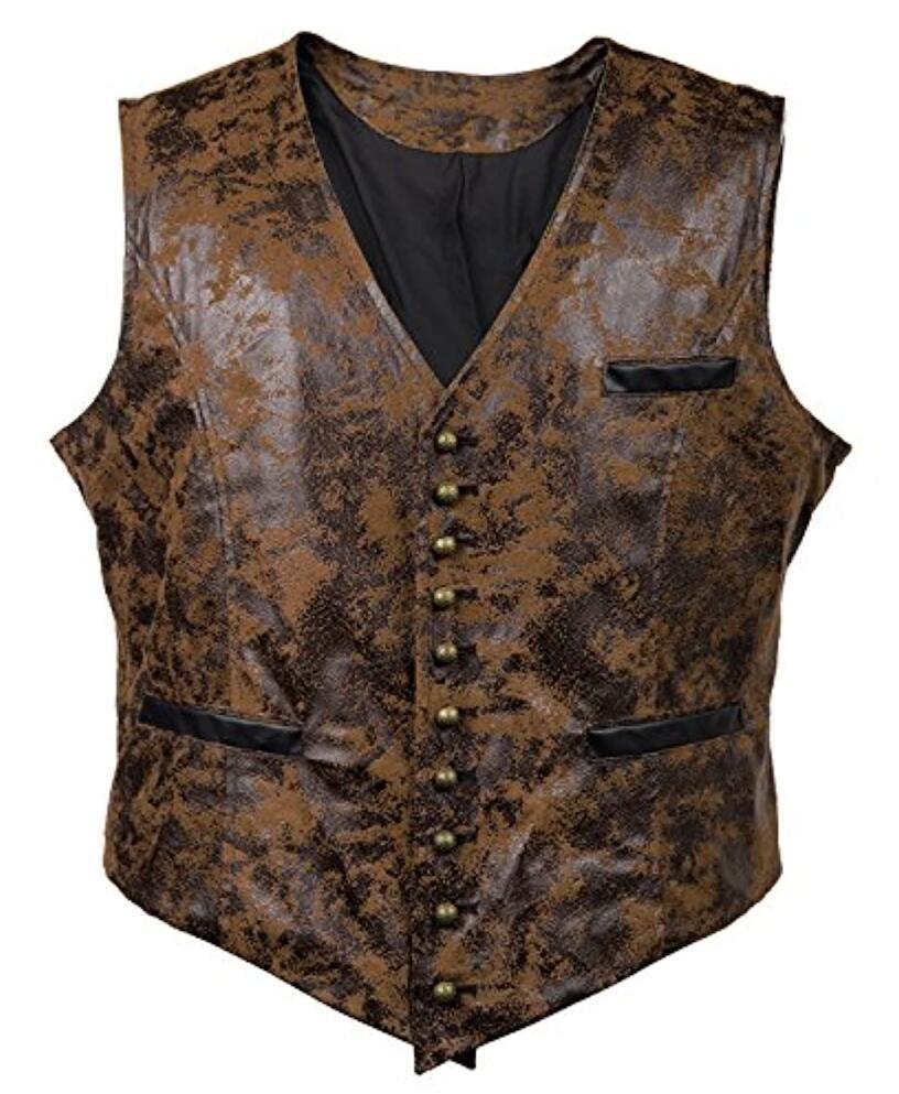 Patterned vest with buttons on a white background