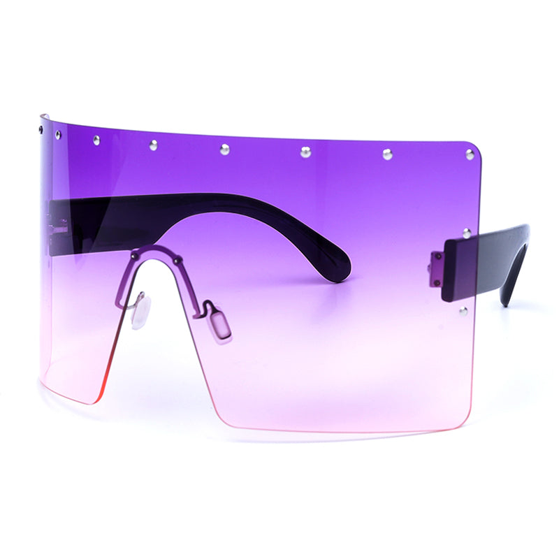 Purple visor with black frame on a white background