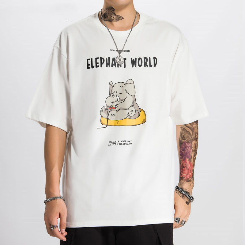 person wearing a graphics white tshirt with a solid white background
