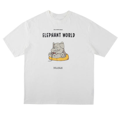 white t-shirt with graphics on a white background