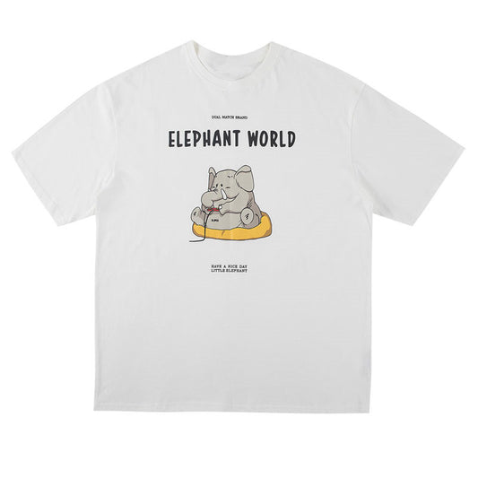 white t-shirt with graphics on a white background