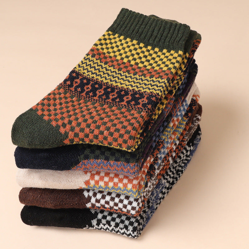 Retro Thick Line Men's Socks Warm (5 or 10 Pairs)