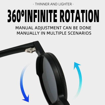 Goggles with 360-degree infinite rotation feature on a white background