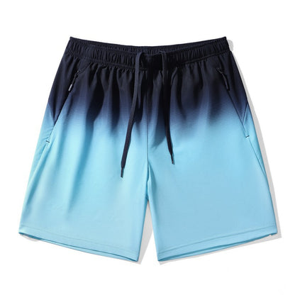 Gradient blue to black shorts on a white background