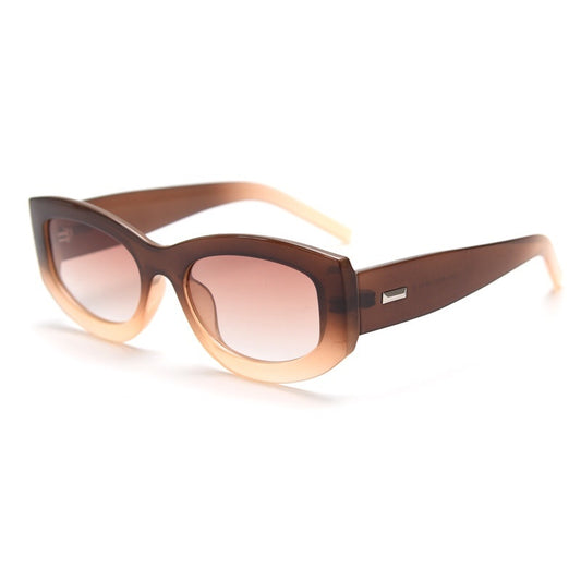 Brown sunglasses with a gradient lens on a white background