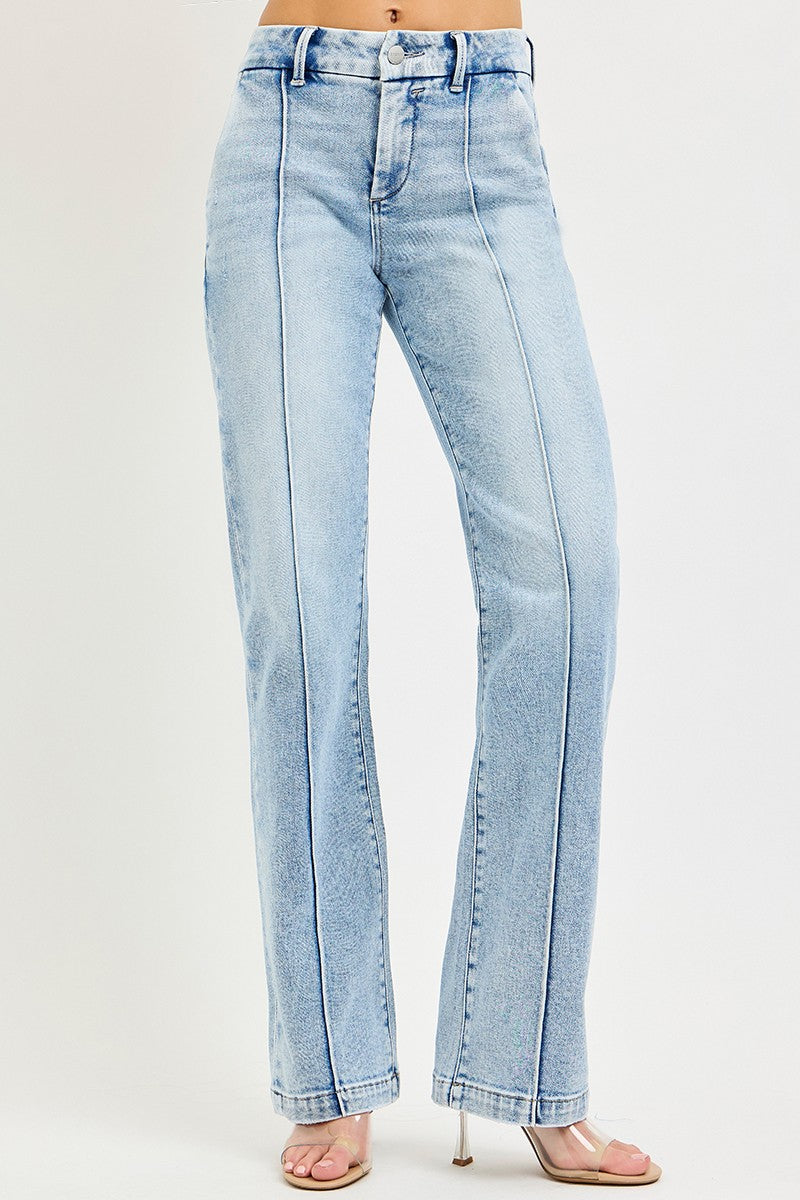 Light blue jeans on a white background