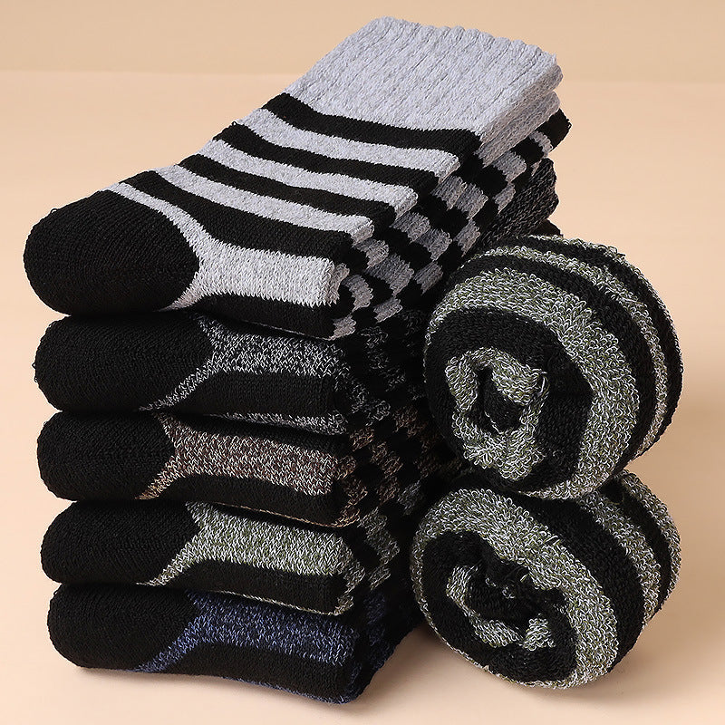 Retro Thick Line Men's Socks Warm (5 or 10 Pairs)