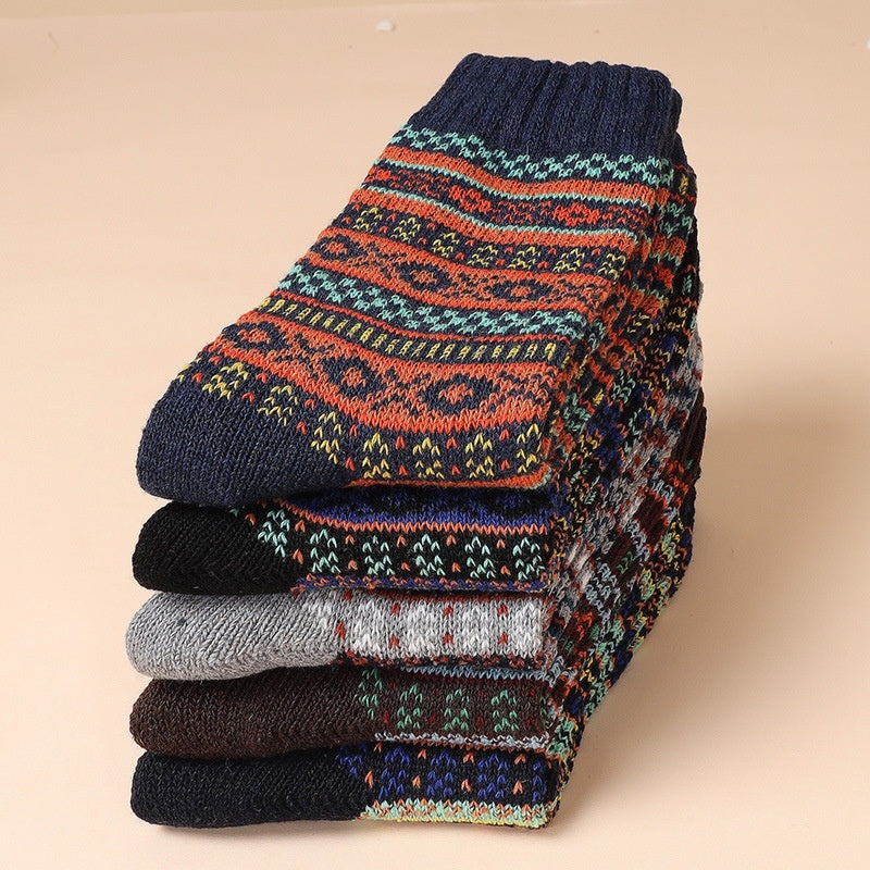 Retro Thick Line Men's Socks Warm (5 or 10 Pairs)