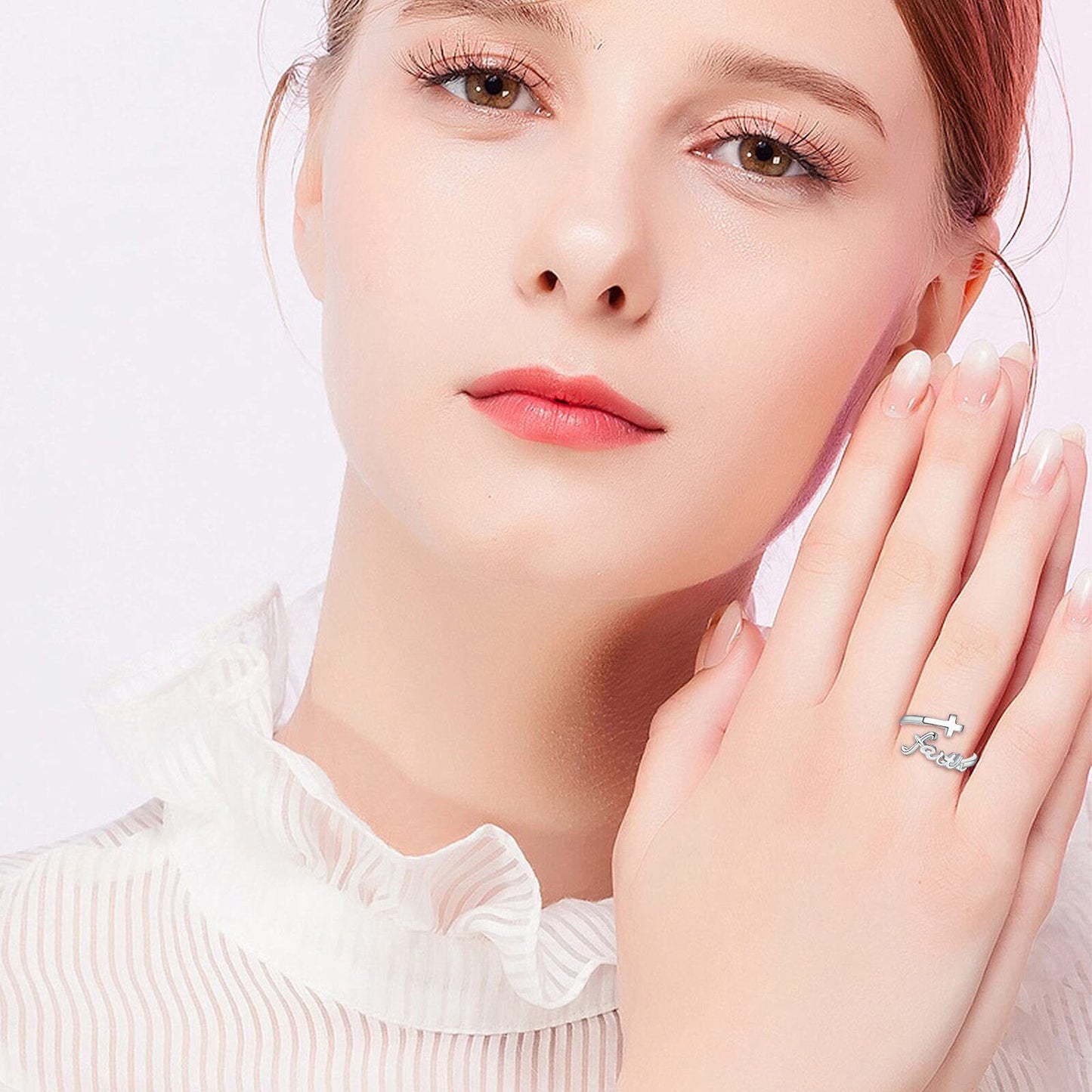 Sterling Silver Faith Adjustable Ring