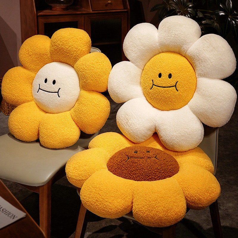 Smiley Flower Throw Pillow