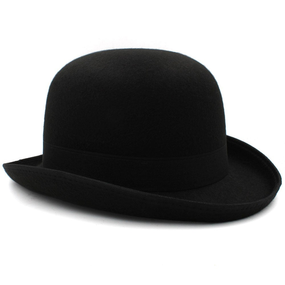 Black bowler hat on a white background