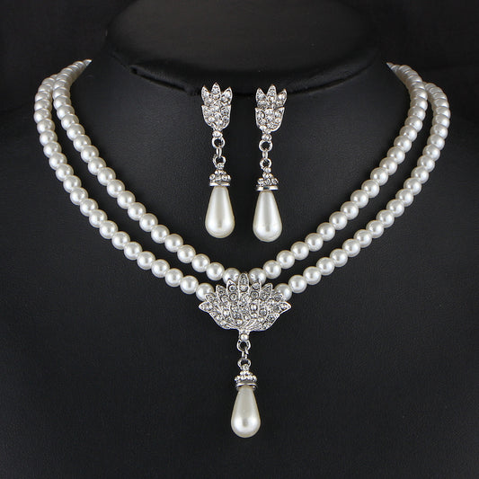 Pearl Crystal Necklace Set