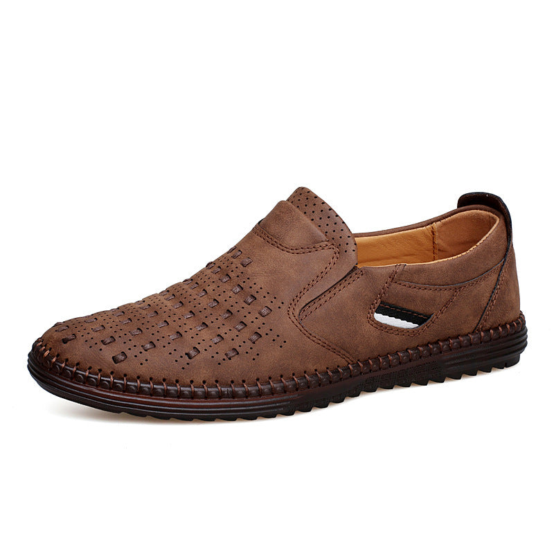 Brown leather shoe on a white background