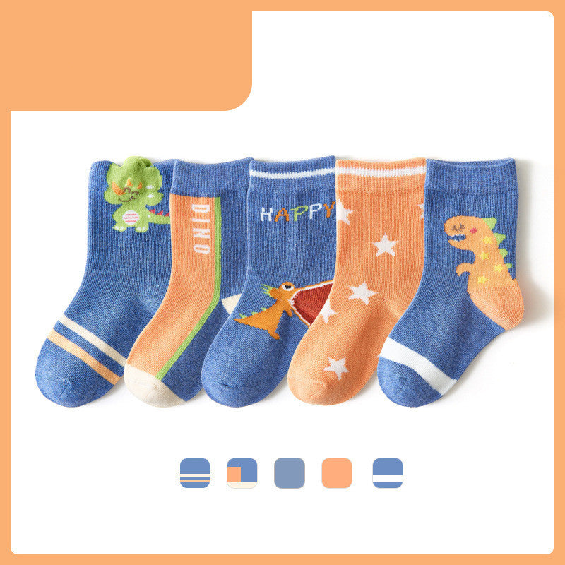 Dinosaur Socks for Boys 5 Pairs