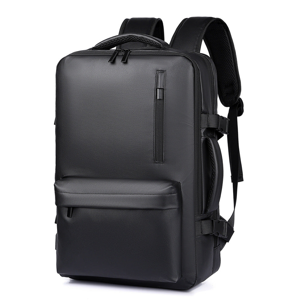 Black backpack on a white background