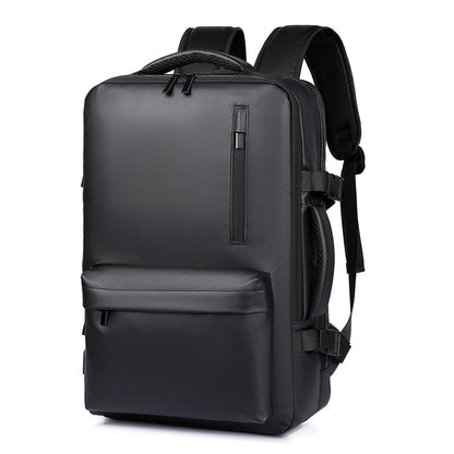 Black backpack on a white background