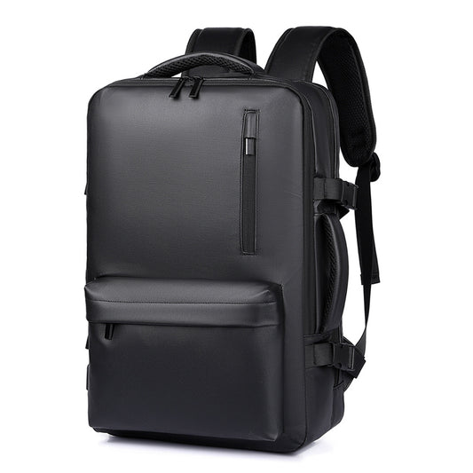 Black backpack on a white background