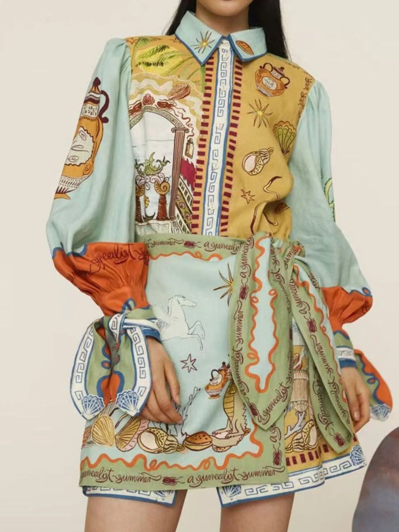 Person wearing a colorful outfit