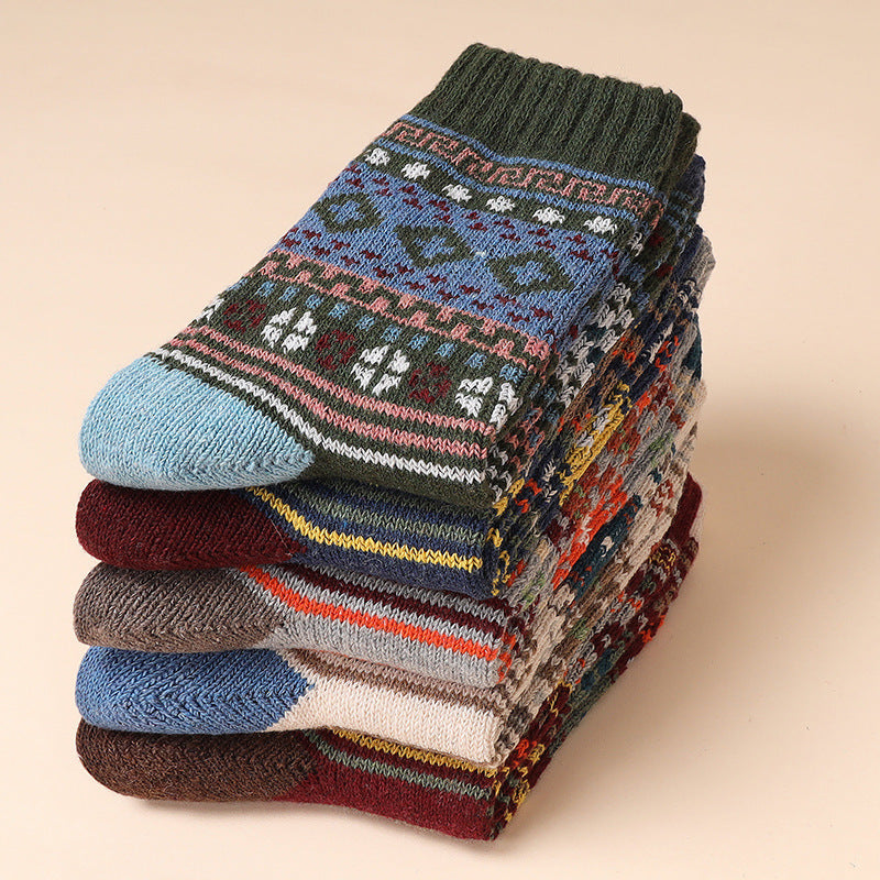 Retro Thick Line Men's Socks Warm (5 or 10 Pairs)