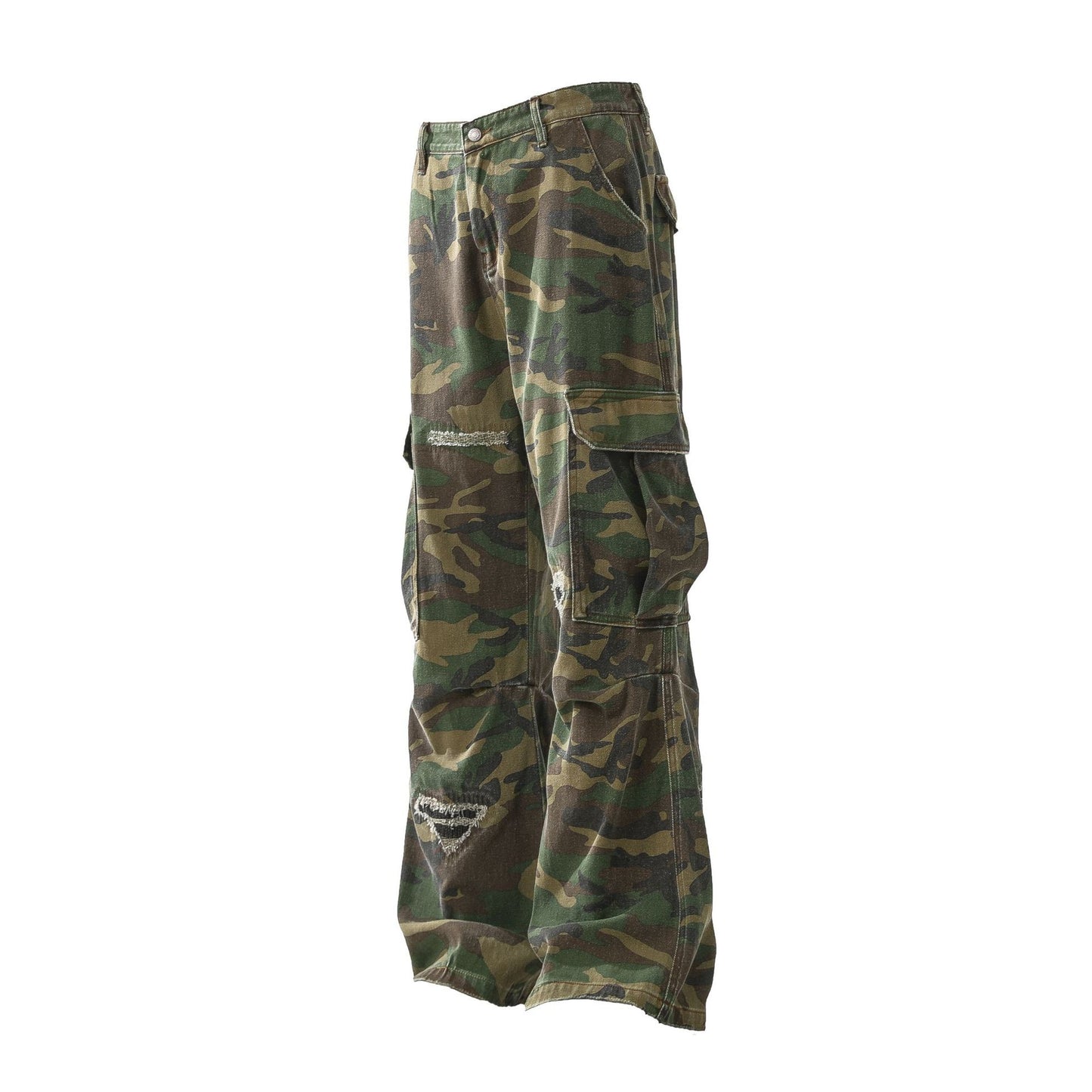 Camouflage pants on a white background