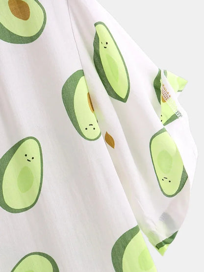 Silky fabric with avocado pattern on a white background