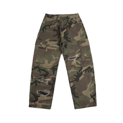 Camouflage pants on a white background