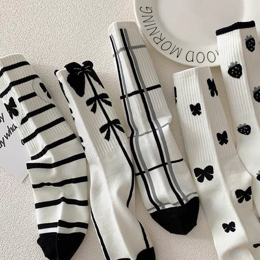 Women's Black and White Socks