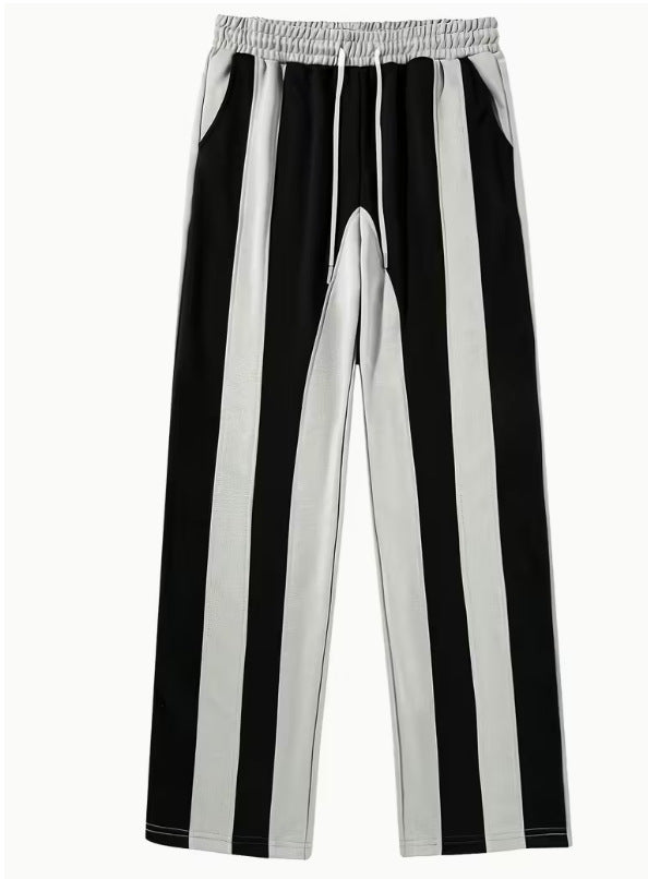Black and white striped pants on a white background
