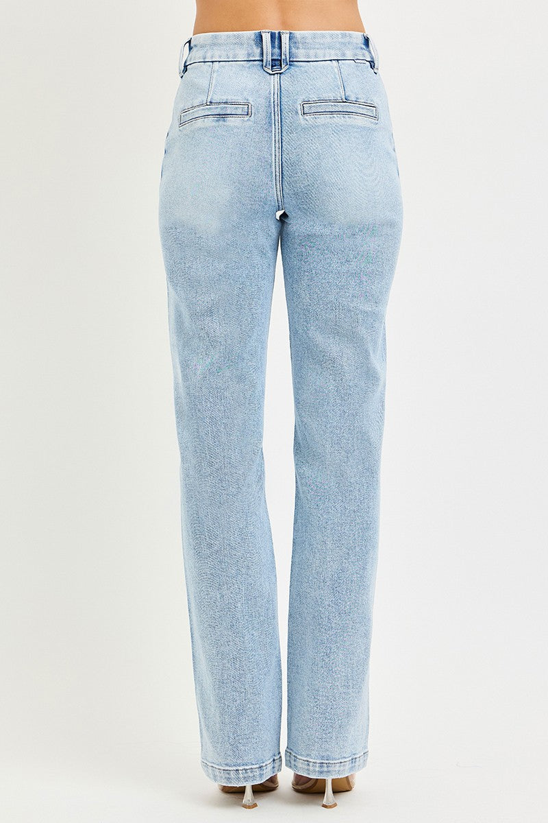 Light blue jeans on a white background