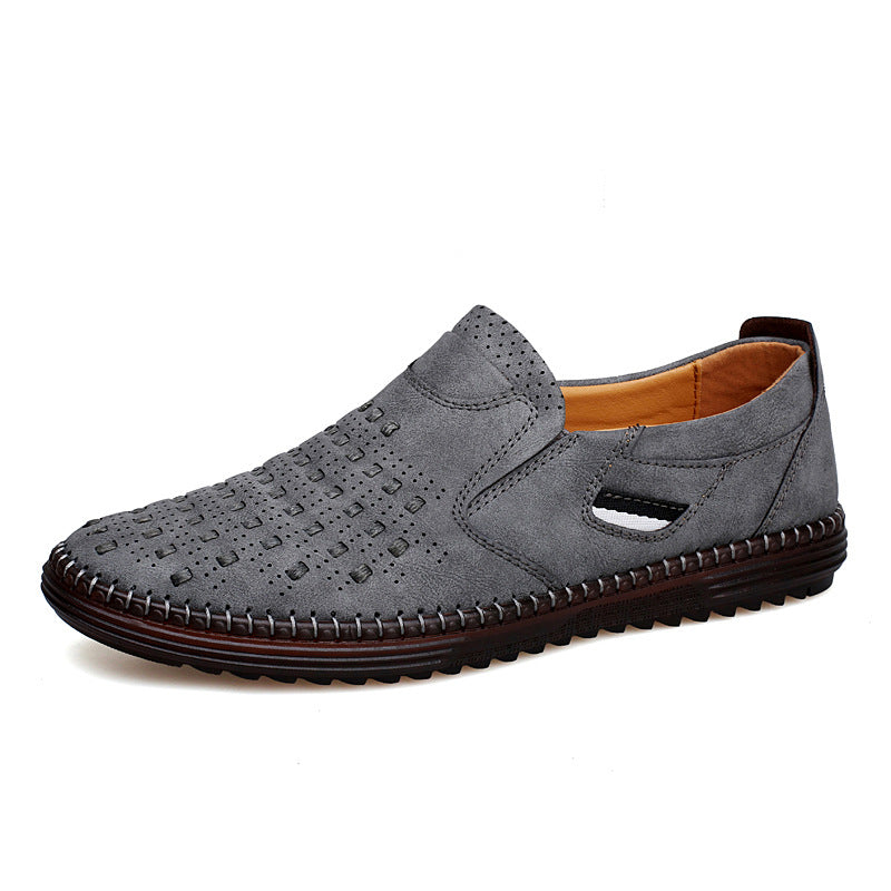Gray loafer shoe on a white background