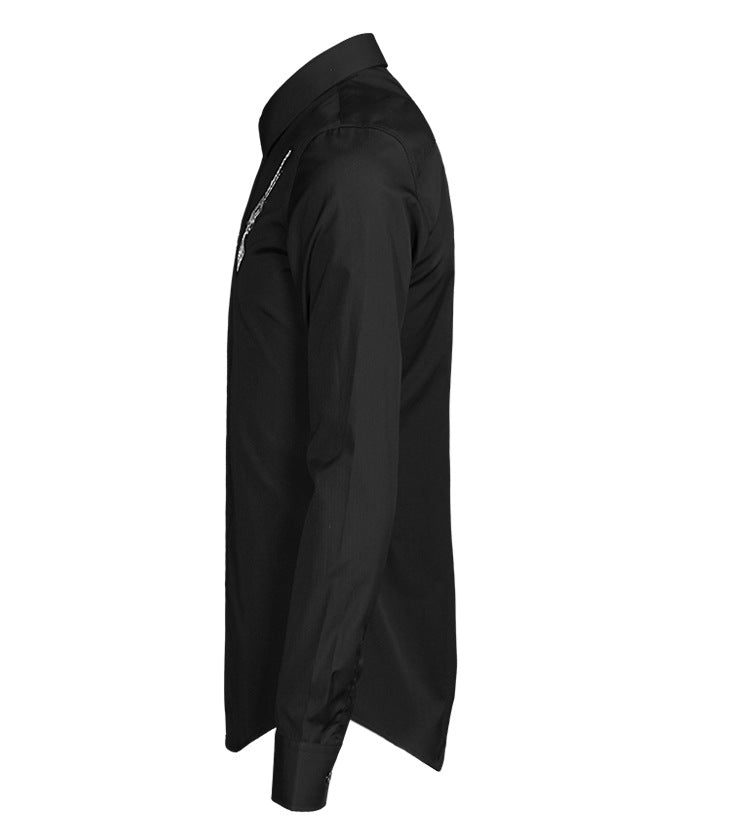Black long-sleeve shirt on a white background