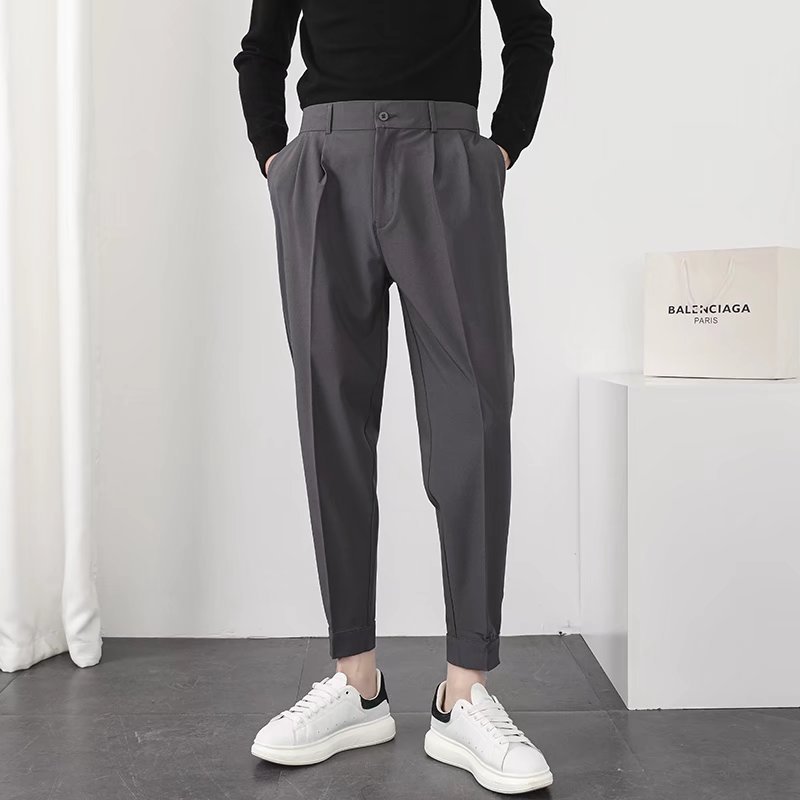 Men's Solid Casual British Trousers