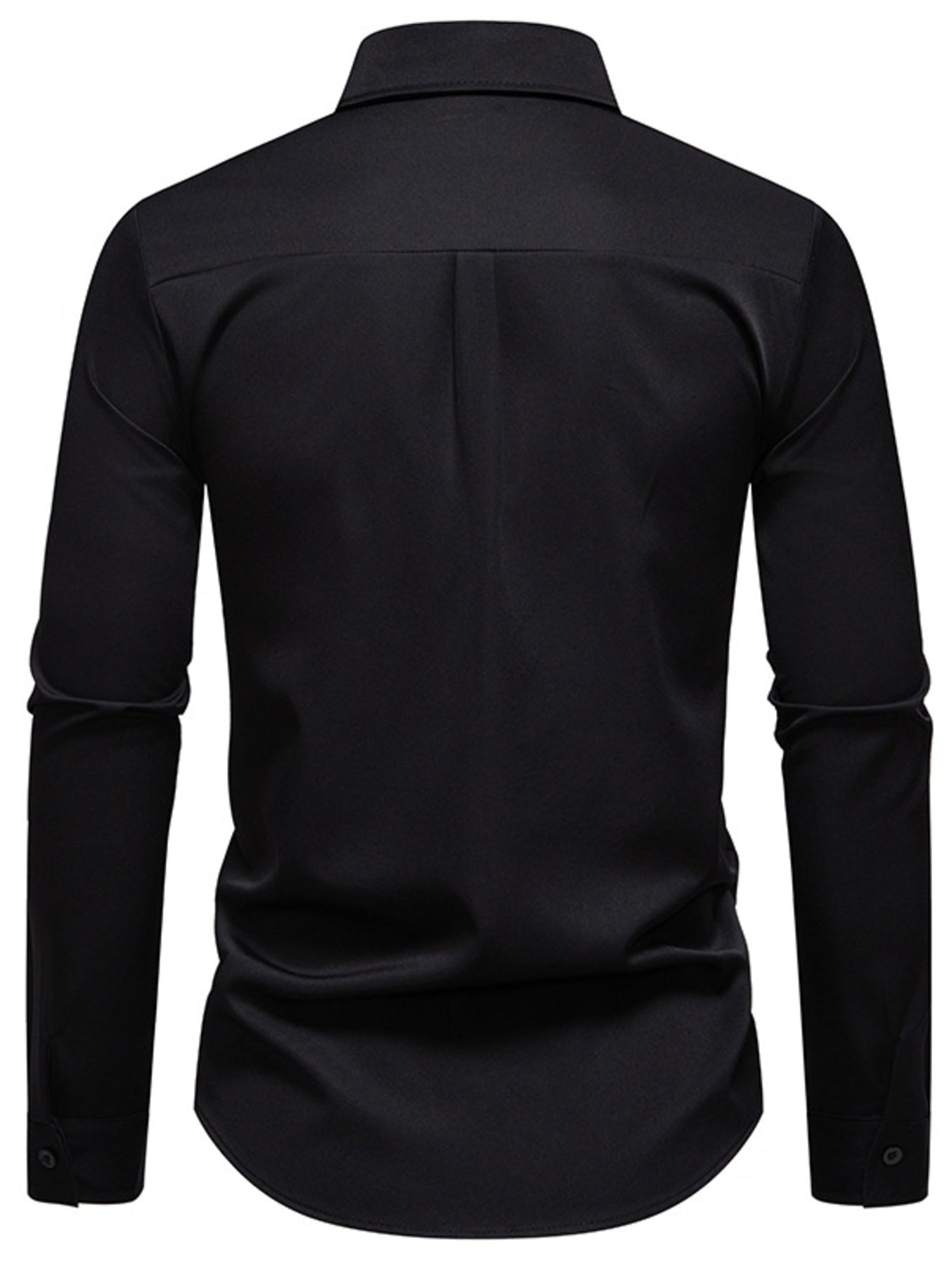 Black shirt shown from the back on a white background