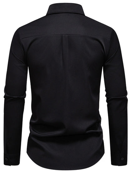 Black shirt shown from the back on a white background