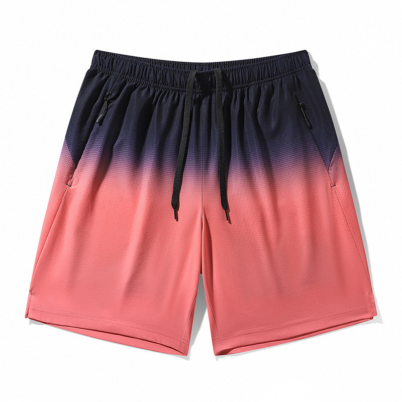 Gradient shorts with black and pink design on a white background