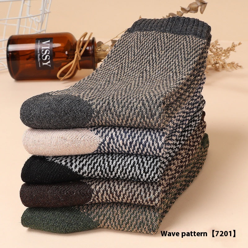 Retro Thick Line Men's Socks Warm (5 or 10 Pairs)