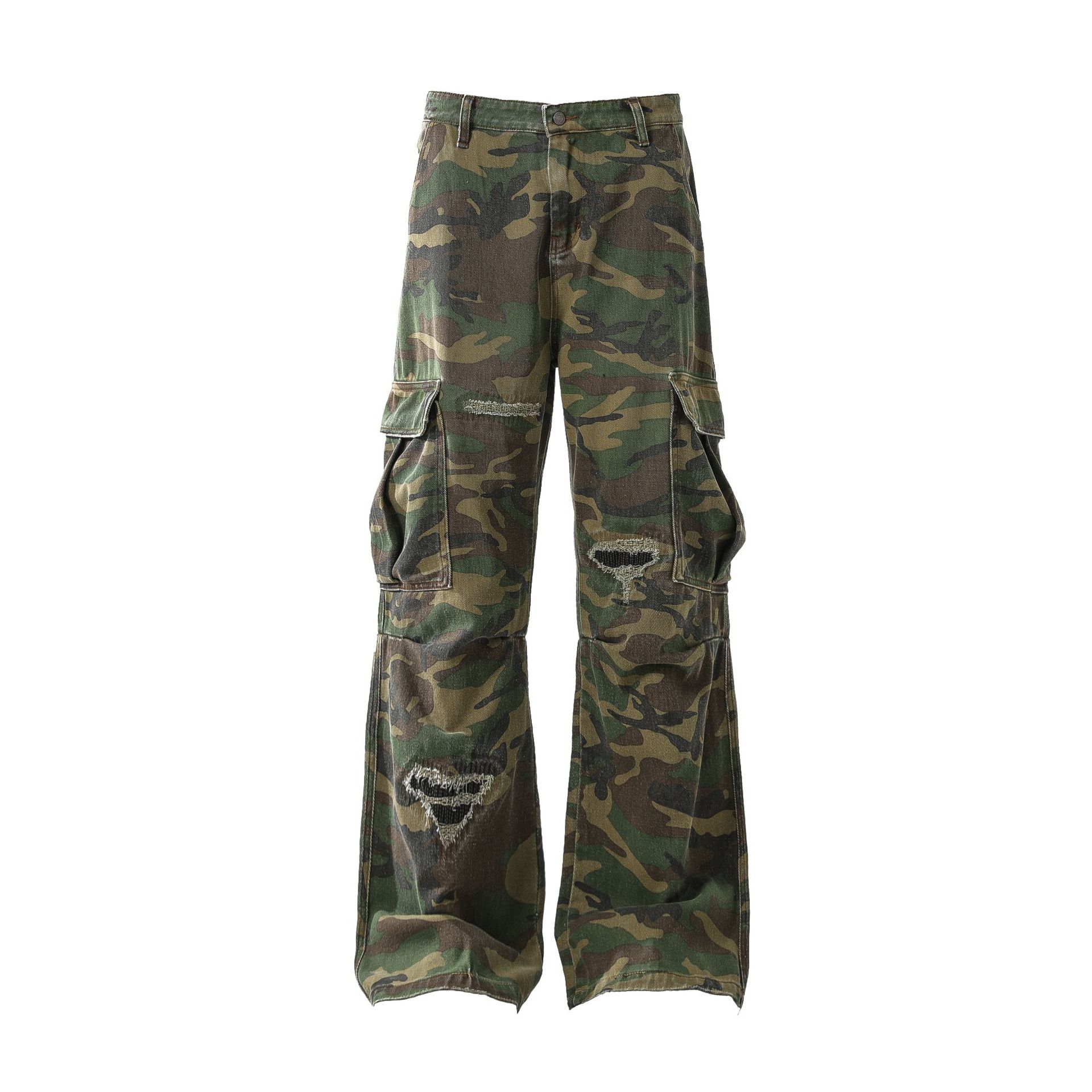 Camouflage pants on a white background