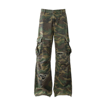 Camouflage pants on a white background