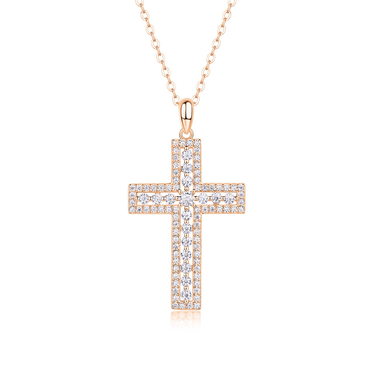 Sterling Silver And Platinum-plated Diamond Cross Fashionable Jewelry